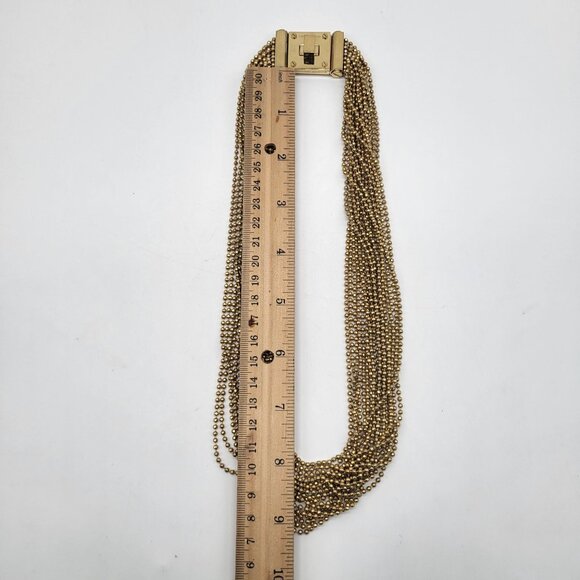 MICHAEL KORS GOLD BRILLIANCE MULTI-STRAND BEAD NECKLACE+TURN LOCK MKJ2204 - Picture 4 of 6